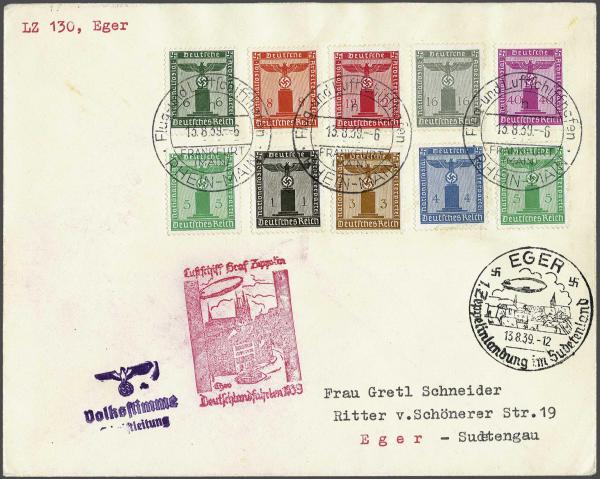 Lot 5109 - germany zeppelin mail -  Corinphila Auction AG Day 4- Europe & Overseas, Zeppelin-Mail, Die Sammlung Erivan (Part I), Schweiz & Liechtenstein