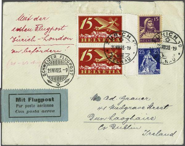 Lot 8316 - Switzerland airmail -  Corinphila Auction AG Day 4- Europe & Overseas, Zeppelin-Mail, Die Sammlung Erivan (Part I), Schweiz & Liechtenstein