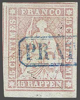 Lot 7243 - Switzerland Sitting Helvetia imperf. 'Strubel' - Corinphila Auction AG Day 5- Schweiz - Die Sammlung Erivan (Teil 1), Die Sammlung Jack Luder (Teil 5), Schweiz & Liechtenstein Lot 7243 - Switzerland Sitting Helvetia imperf. 'Strubel' - Corinphila Auction AG Day 5- Schweiz - Die Sammlung Erivan (Teil 1), Die Sammlung Jack Luder (Teil 5), Schweiz & Liechtenstein