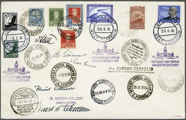 Lot 5094 - germany zeppelin mail -  Corinphila Auction AG Day 4- Europe & Overseas, Zeppelin-Mail, Die Sammlung Erivan (Part I), Schweiz & Liechtenstein