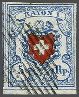 Lot 7411 - Switzerland rayon i light blue -  Corinphila Auction AG Day 5- Schweiz - Die Sammlung Erivan (Teil 1), Die Sammlung Jack Luder (Teil 5), Schweiz & Liechtenstein