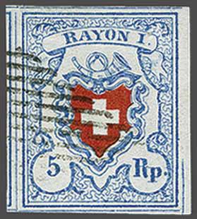 Lot 7408 - Switzerland rayon i light blue -  Corinphila Auction AG Day 5- Schweiz - Die Sammlung Erivan (Teil 1), Die Sammlung Jack Luder (Teil 5), Schweiz & Liechtenstein