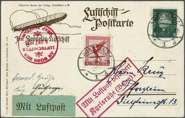 Lot 5033 - germany zeppelin mail -  Corinphila Auction AG Day 4- Europe & Overseas, Zeppelin-Mail, Die Sammlung Erivan (Part I), Schweiz & Liechtenstein