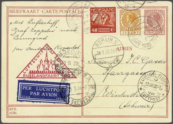 Lot 5185 - europe Netherlands - Corinphila Auction AG Day 4- Europe & Overseas, Zeppelin-Mail, Die Sammlung Erivan (Part I), Schweiz & Liechtenstein Lot 5185 - europe Netherlands - Corinphila Auction AG Day 4- Europe & Overseas, Zeppelin-Mail, Die Sammlung Erivan (Part I), Schweiz & Liechtenstein