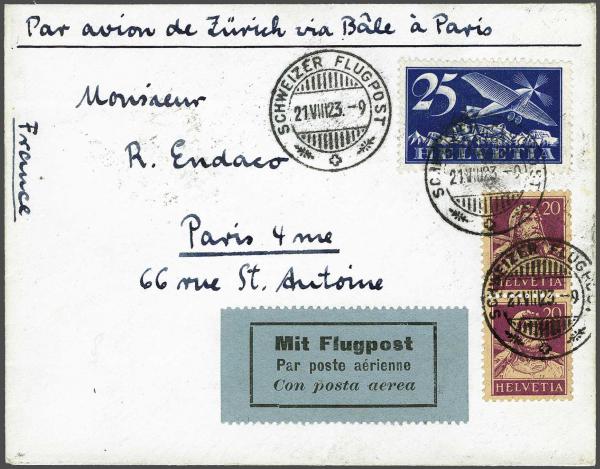 Lot 8340 - Switzerland airmail - Corinphila Auction AG Day 4- Europe & Overseas, Zeppelin-Mail, Die Sammlung Erivan (Part I), Schweiz & Liechtenstein Lot 8340 - Switzerland airmail - Corinphila Auction AG Day 4- Europe & Overseas, Zeppelin-Mail, Die Sammlung Erivan (Part I), Schweiz & Liechtenstein