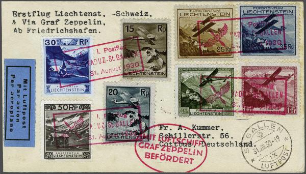 Lot 2511 - europe Liechtenstein - Corinphila Auction AG Day 4- Europe & Overseas, Zeppelin-Mail, Die Sammlung Erivan (Part I), Schweiz & Liechtenstein Lot 2511 - europe Liechtenstein - Corinphila Auction AG Day 4- Europe & Overseas, Zeppelin-Mail, Die Sammlung Erivan (Part I), Schweiz & Liechtenstein