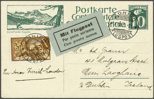 Lot 8319A - germany saar -  Corinphila Auction AG Day 4- Europe & Overseas, Zeppelin-Mail, Die Sammlung Erivan (Part I), Schweiz & Liechtenstein