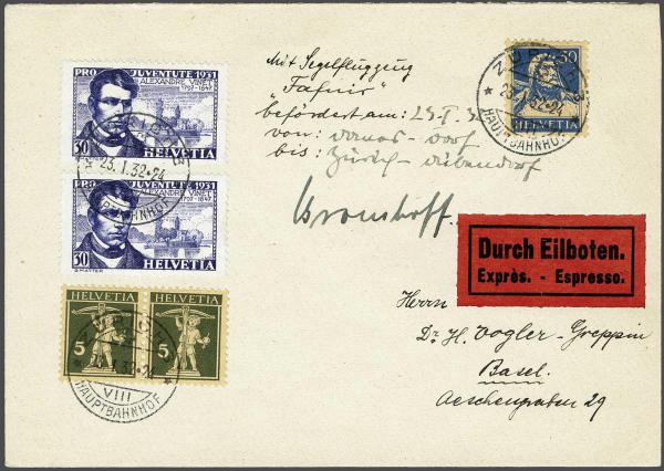 Lot 8354 - Switzerland airmail - Corinphila Auction AG Day 4- Europe & Overseas, Zeppelin-Mail, Die Sammlung Erivan (Part I), Schweiz & Liechtenstein Lot 8354 - Switzerland airmail - Corinphila Auction AG Day 4- Europe & Overseas, Zeppelin-Mail, Die Sammlung Erivan (Part I), Schweiz & Liechtenstein