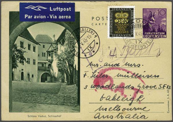 Lot 8366 - europe Liechtenstein - Corinphila Auction AG Day 4- Europe & Overseas, Zeppelin-Mail, Die Sammlung Erivan (Part I), Schweiz & Liechtenstein Lot 8366 - europe Liechtenstein - Corinphila Auction AG Day 4- Europe & Overseas, Zeppelin-Mail, Die Sammlung Erivan (Part I), Schweiz & Liechtenstein