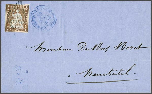 Lot 7434 - Switzerland Sitting Helvetia imperf. 'Strubel' -  Corinphila Auction AG Day 5- Schweiz - Die Sammlung Erivan (Teil 1), Die Sammlung Jack Luder (Teil 5), Schweiz & Liechtenstein