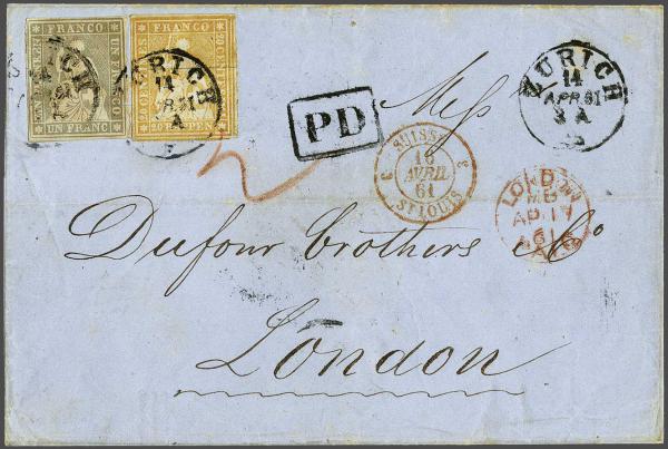 Lot 7453 - Switzerland Sitting Helvetia imperf. 'Strubel' -  Corinphila Auction AG Day 5- Schweiz - Die Sammlung Erivan (Teil 1), Die Sammlung Jack Luder (Teil 5), Schweiz & Liechtenstein