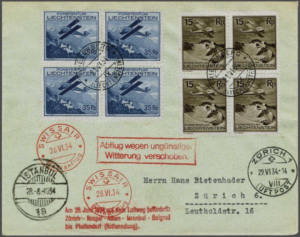 Lot 8362 - Switzerland airmail - Corinphila Auction AG Day 4- Europe & Overseas, Zeppelin-Mail, Die Sammlung Erivan (Part I), Schweiz & Liechtenstein Lot 8362 - Switzerland airmail - Corinphila Auction AG Day 4- Europe & Overseas, Zeppelin-Mail, Die Sammlung Erivan (Part I), Schweiz & Liechtenstein