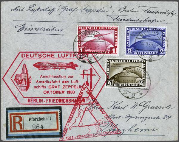 Lot 5088 - germany zeppelin mail -  Corinphila Auction AG Day 4- Europe & Overseas, Zeppelin-Mail, Die Sammlung Erivan (Part I), Schweiz & Liechtenstein