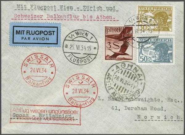 Lot 8359 - Switzerland airmail - Corinphila Auction AG Day 4- Europe & Overseas, Zeppelin-Mail, Die Sammlung Erivan (Part I), Schweiz & Liechtenstein Lot 8359 - Switzerland airmail - Corinphila Auction AG Day 4- Europe & Overseas, Zeppelin-Mail, Die Sammlung Erivan (Part I), Schweiz & Liechtenstein