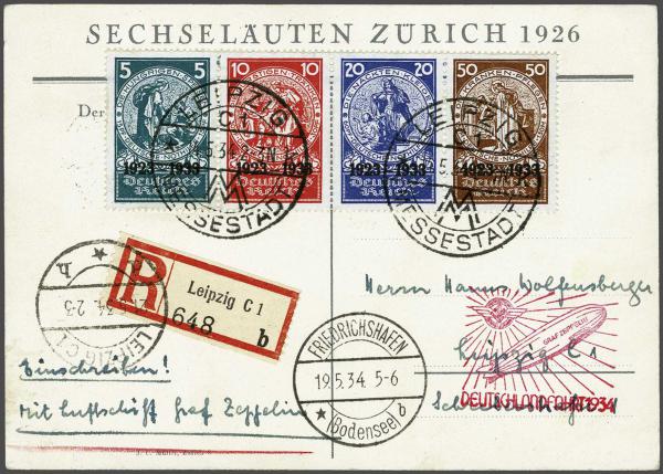 Lot 5093 - germany zeppelin mail -  Corinphila Auction AG Day 4- Europe & Overseas, Zeppelin-Mail, Die Sammlung Erivan (Part I), Schweiz & Liechtenstein