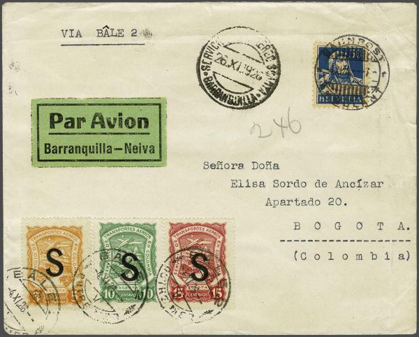 Lot 8368 - Overseas Scadta Consular mail - Corinphila Auction AG Day 4- Europe & Overseas, Zeppelin-Mail, Die Sammlung Erivan (Part I), Schweiz & Liechtenstein Lot 8368 - Overseas Scadta Consular mail - Corinphila Auction AG Day 4- Europe & Overseas, Zeppelin-Mail, Die Sammlung Erivan (Part I), Schweiz & Liechtenstein
