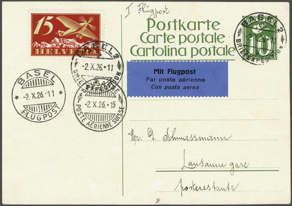 Lot 8342 - Switzerland airmail - Corinphila Auction AG Day 4- Europe & Overseas, Zeppelin-Mail, Die Sammlung Erivan (Part I), Schweiz & Liechtenstein Lot 8342 - Switzerland airmail - Corinphila Auction AG Day 4- Europe & Overseas, Zeppelin-Mail, Die Sammlung Erivan (Part I), Schweiz & Liechtenstein
