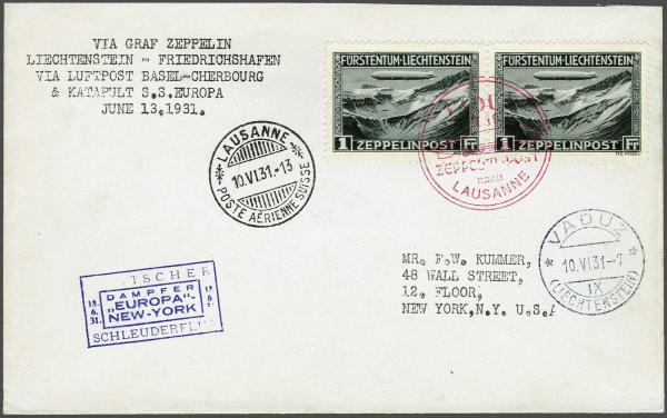 Lot 5079 - europe Liechtenstein -  Corinphila Auction AG Day 4- Europe & Overseas, Zeppelin-Mail, Die Sammlung Erivan (Part I), Schweiz & Liechtenstein