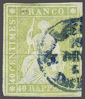 Lot 7432 - Switzerland Sitting Helvetia imperf. 'Strubel' -  Corinphila Auction AG Day 5- Schweiz - Die Sammlung Erivan (Teil 1), Die Sammlung Jack Luder (Teil 5), Schweiz & Liechtenstein