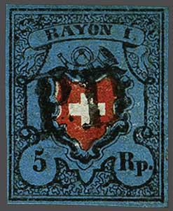 Lot 7333 - Switzerland Rayon I darkblue -  Corinphila Auction AG Day 5- Schweiz - Die Sammlung Erivan (Teil 1), Die Sammlung Jack Luder (Teil 5), Schweiz & Liechtenstein