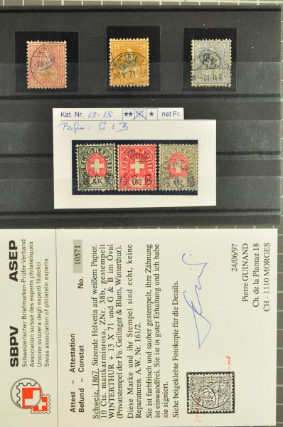 Lot 8445 - Switzerland sitting helvetia perf. -  Corinphila Auction AG Day 4- Europe & Overseas, Zeppelin-Mail, Die Sammlung Erivan (Part I), Schweiz & Liechtenstein
