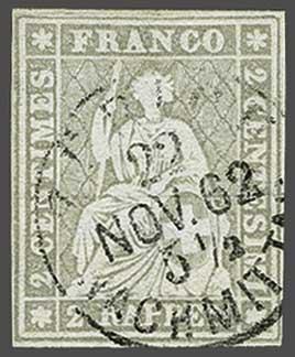 Lot 7238 - Switzerland Sitting Helvetia imperf. 'Strubel' - Corinphila Auction AG Day 5- Schweiz - Die Sammlung Erivan (Teil 1), Die Sammlung Jack Luder (Teil 5), Schweiz & Liechtenstein Lot 7238 - Switzerland Sitting Helvetia imperf. 'Strubel' - Corinphila Auction AG Day 5- Schweiz - Die Sammlung Erivan (Teil 1), Die Sammlung Jack Luder (Teil 5), Schweiz & Liechtenstein