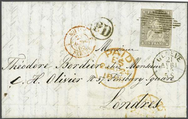 Lot 7451 - Switzerland Sitting Helvetia imperf. 'Strubel' -  Corinphila Auction AG Day 5- Schweiz - Die Sammlung Erivan (Teil 1), Die Sammlung Jack Luder (Teil 5), Schweiz & Liechtenstein