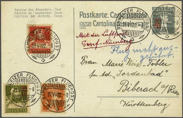 Lot 8315 - Switzerland airmail -  Corinphila Auction AG Day 4- Europe & Overseas, Zeppelin-Mail, Die Sammlung Erivan (Part I), Schweiz & Liechtenstein