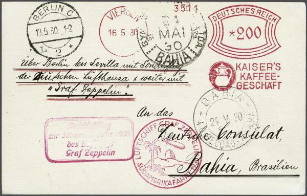 Lot 5051 - germany zeppelin mail -  Corinphila Auction AG Day 4- Europe & Overseas, Zeppelin-Mail, Die Sammlung Erivan (Part I), Schweiz & Liechtenstein