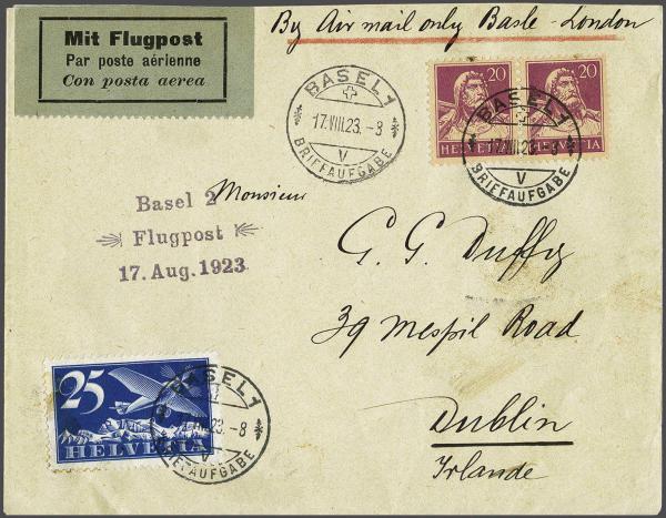 Lot 8339 - Switzerland airmail - Corinphila Auction AG Day 4- Europe & Overseas, Zeppelin-Mail, Die Sammlung Erivan (Part I), Schweiz & Liechtenstein Lot 8339 - Switzerland airmail - Corinphila Auction AG Day 4- Europe & Overseas, Zeppelin-Mail, Die Sammlung Erivan (Part I), Schweiz & Liechtenstein