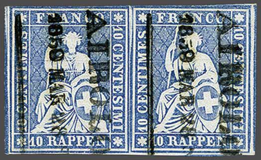 Lot 7444 - Switzerland Sitting Helvetia imperf. 'Strubel' -  Corinphila Auction AG Day 5- Schweiz - Die Sammlung Erivan (Teil 1), Die Sammlung Jack Luder (Teil 5), Schweiz & Liechtenstein
