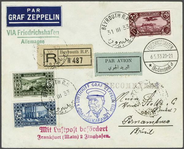 Lot 5135 - Overseas libanon -  Corinphila Auction AG Day 4- Europe & Overseas, Zeppelin-Mail, Die Sammlung Erivan (Part I), Schweiz & Liechtenstein
