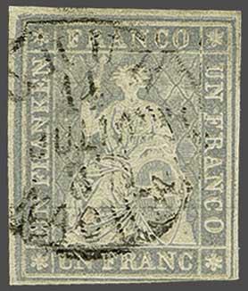 Lot 7449 - Switzerland Sitting Helvetia imperf. 'Strubel' -  Corinphila Auction AG Day 5- Schweiz - Die Sammlung Erivan (Teil 1), Die Sammlung Jack Luder (Teil 5), Schweiz & Liechtenstein