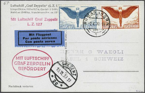 Lot 5204 - Switzerland Switzerland - Corinphila Auction AG Day 4- Europe & Overseas, Zeppelin-Mail, Die Sammlung Erivan (Part I), Schweiz & Liechtenstein Lot 5204 - Switzerland Switzerland - Corinphila Auction AG Day 4- Europe & Overseas, Zeppelin-Mail, Die Sammlung Erivan (Part I), Schweiz & Liechtenstein