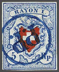 Lot 7407 - Switzerland rayon i light blue -  Corinphila Auction AG Day 5- Schweiz - Die Sammlung Erivan (Teil 1), Die Sammlung Jack Luder (Teil 5), Schweiz & Liechtenstein